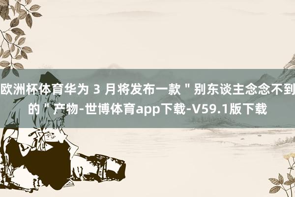 欧洲杯体育华为 3 月将发布一款＂别东谈主念念不到的＂产物-世博体育app下载-V59.1版下载
