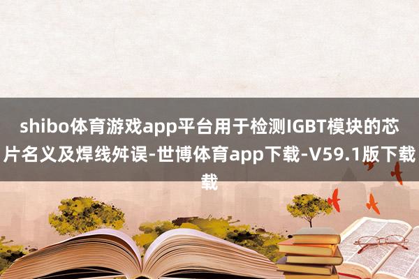 shibo体育游戏app平台用于检测IGBT模块的芯片名义及焊线舛误-世博体育app下载-V59.1版下载