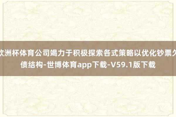 欧洲杯体育公司竭力于积极探索各式策略以优化钞票欠债结构-世博体育app下载-V59.1版下载